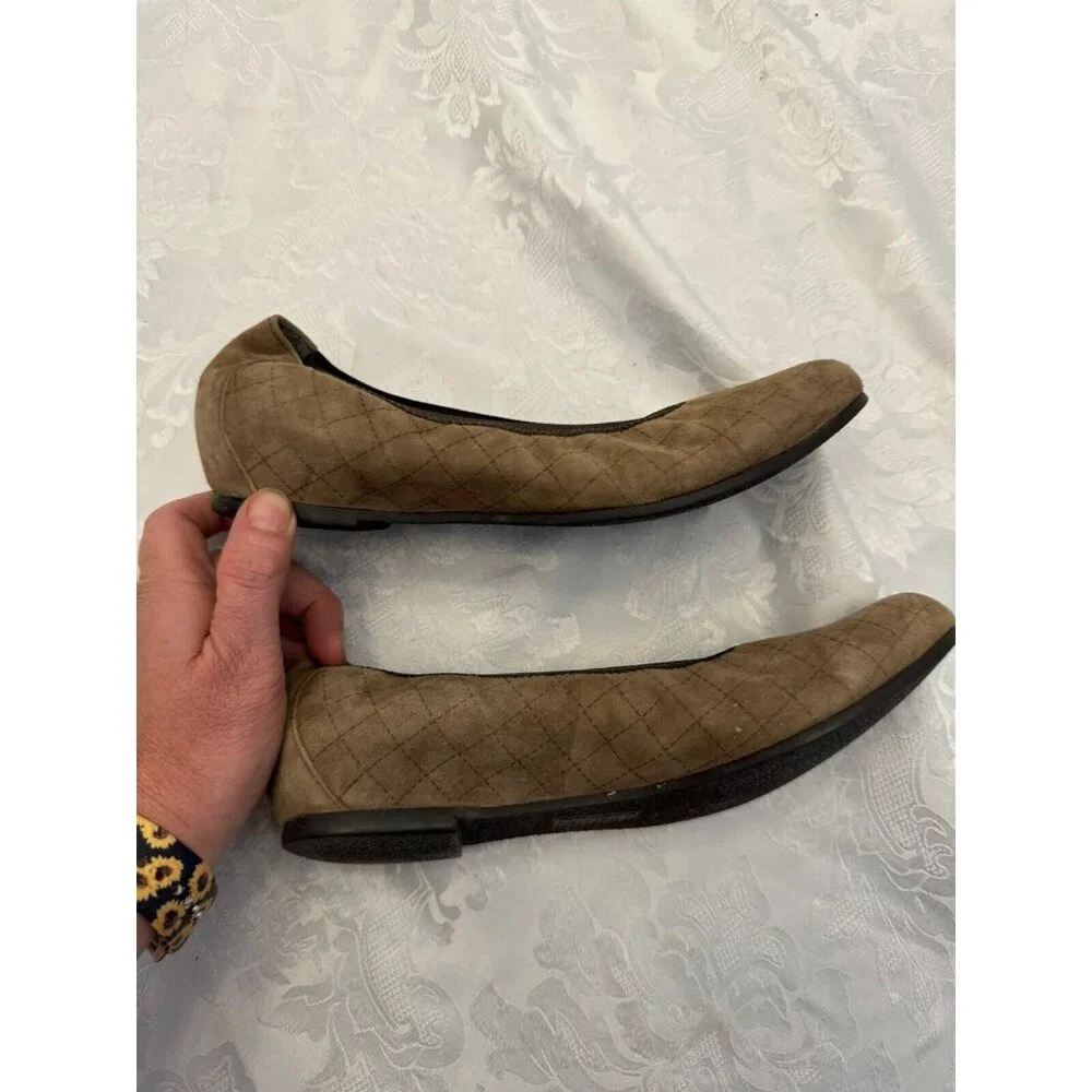 Munro Size 9M Brown Quilted Ballet Flats‎ Comfort Shoes